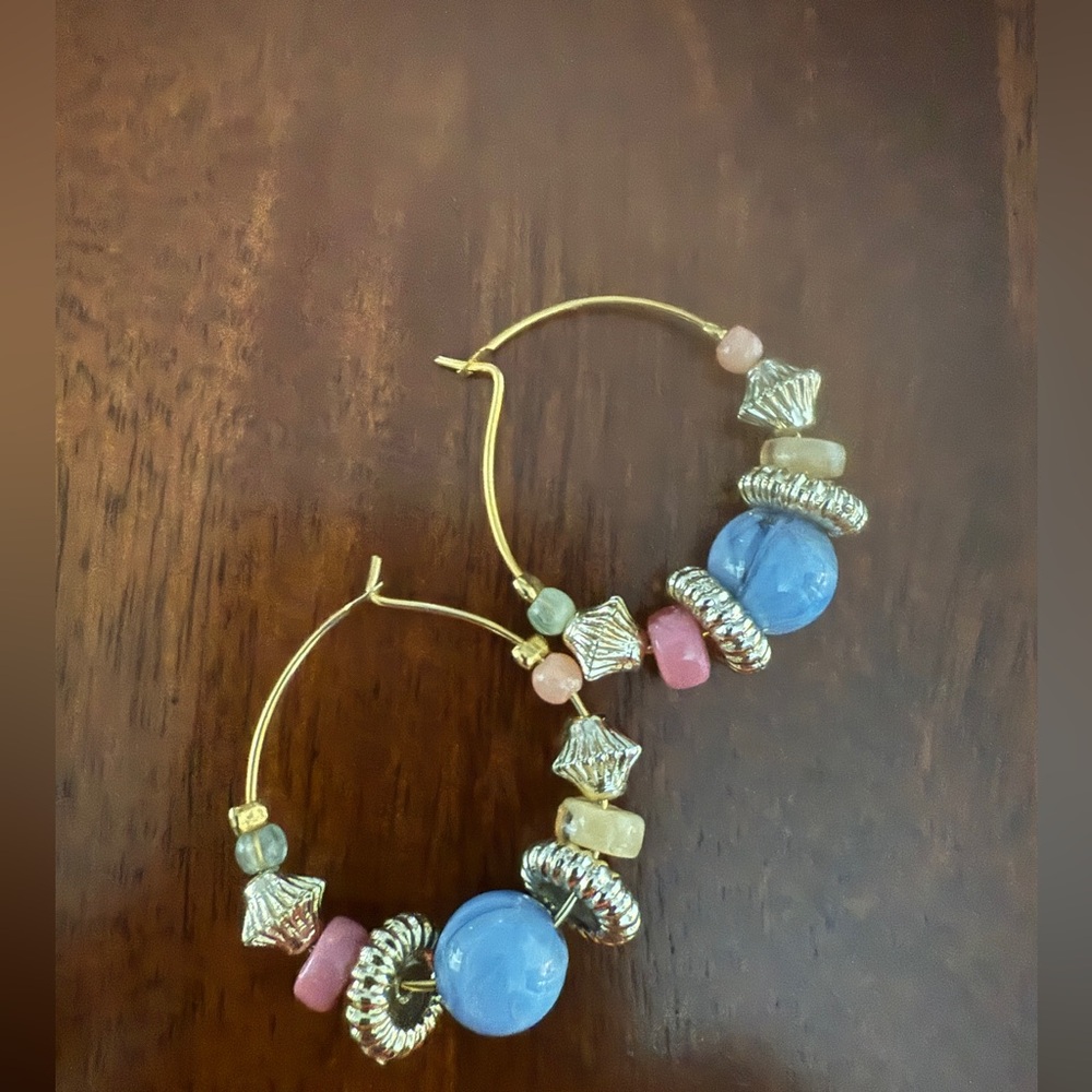 Colorful Beaded Hoop Earrings
